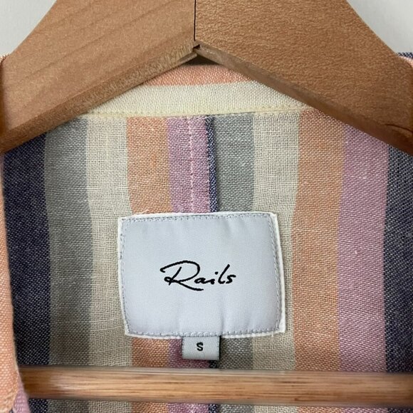 Rails Marley Tie Front Linen Blend Top in Mandalay Stripe Size Small - Picture 3 of 5